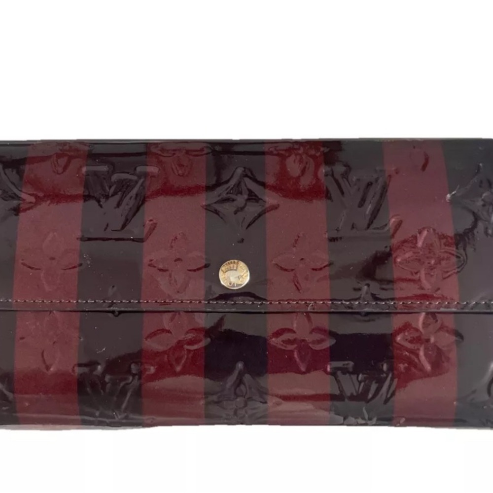 LOUIS VUITTON Sara Monogram Vernis Rayure Portefeiulle Long Wallet Patent